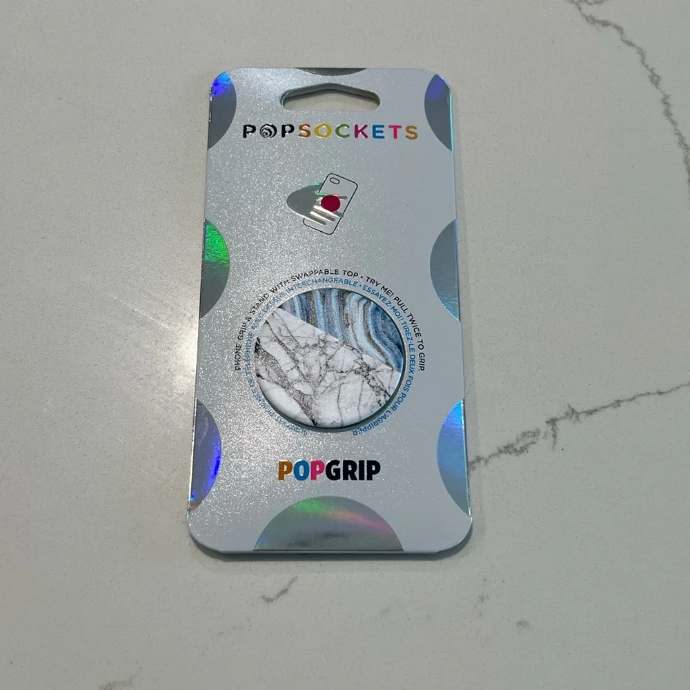 NWT PopSocket PopGrip Marble Phone Grip in White and Gray